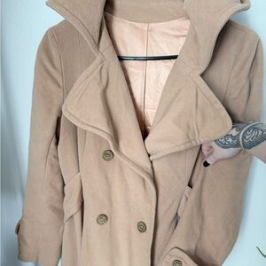 Women's Tan Double-Breasted Coat